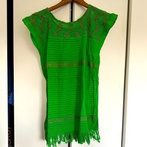 Mexican Green Crochet Fringe Top